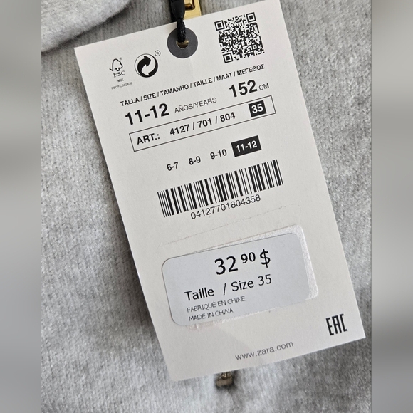 Zara Light Gray Girls Poncho Sweater - Picture 5 of 6